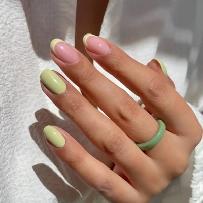 unghie corte estive rotonde verde lime